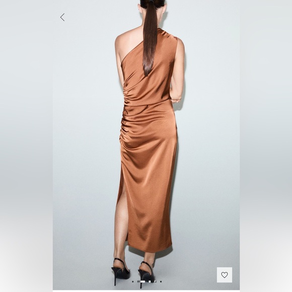 Mango Copper One Shoulder Satin Dress - brand new - Picture 6 of 6